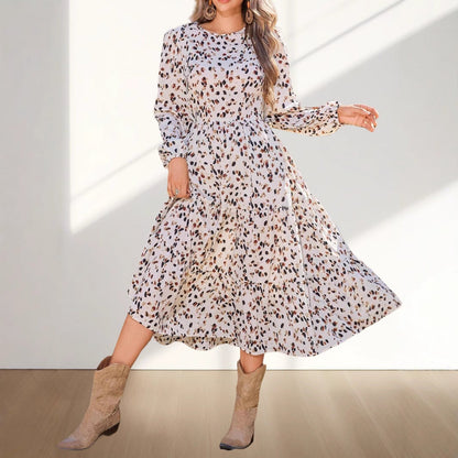 Kvinna Lång Klänning A-linjeformad Polyester 4