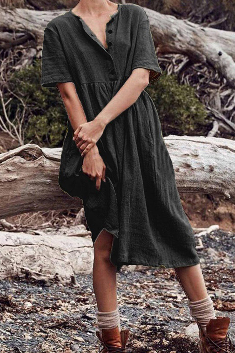 Kvinnor Lätt Klänning Luftig Polyester 1