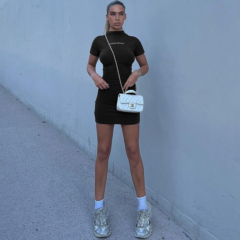 Kvinnors Bodycon Klänning Kortärmad Polyester Ståkrage 3