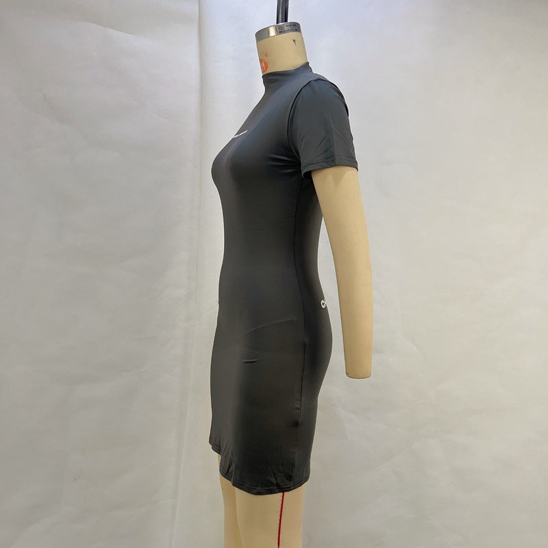 Kvinnors Bodycon Klänning Kortärmad Polyester Ståkrage 5