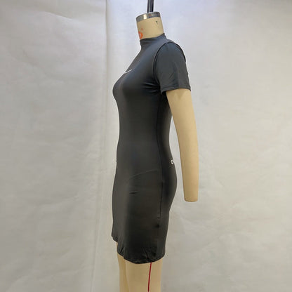 Kvinnors Bodycon Klänning Kortärmad Polyester Ståkrage 5