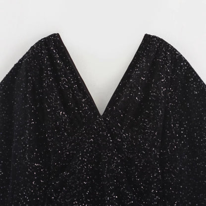 Kvinnors Klänning V-ringning Långa Ärmar Paljetter 1