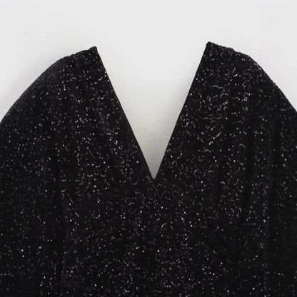 Kvinnors Klänning V-ringning Långa Ärmar Paljetter 3