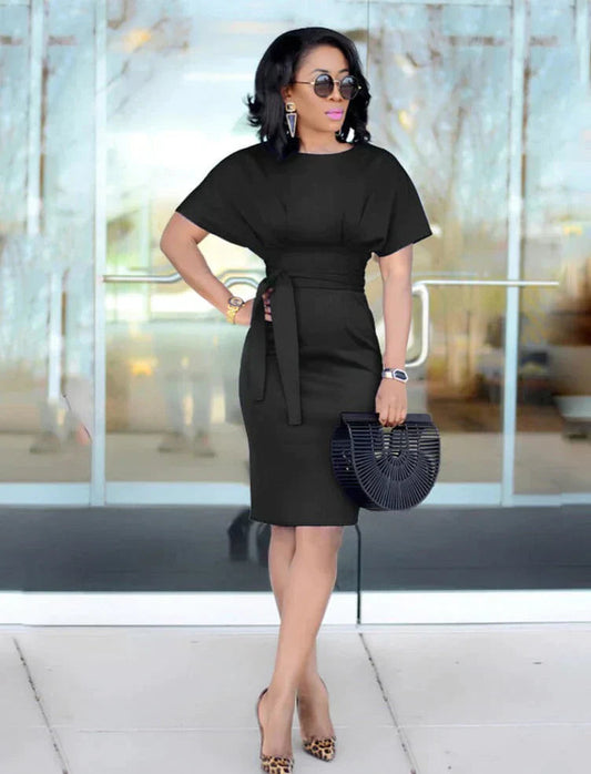 Kvinnors Kortärmad Klänning Elegant Polyester 0