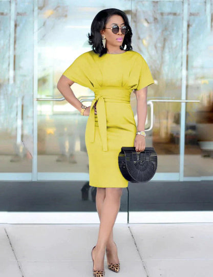 Kvinnors Kortärmad Klänning Elegant Polyester 4