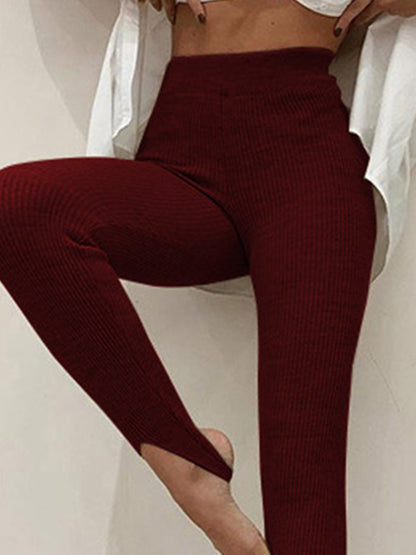 Kvinnors Medelhöga Leggings Ribbad Design Mjuk Tygblandning 4