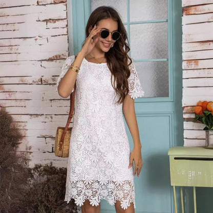 Kvinnors Midi Klänning Blommig Spets Polyester Bodycon 2