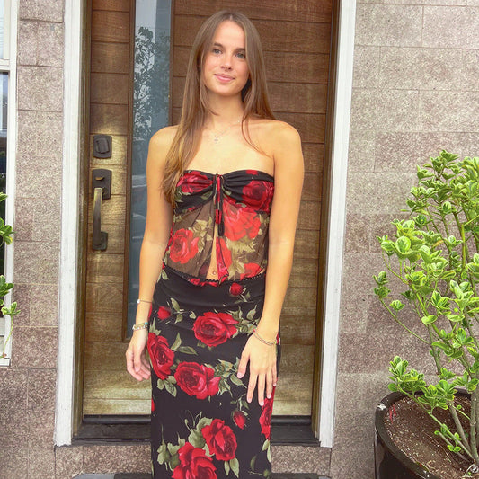 Kvinnors Omslagsklänning Blommig Spets Lätt Material 0