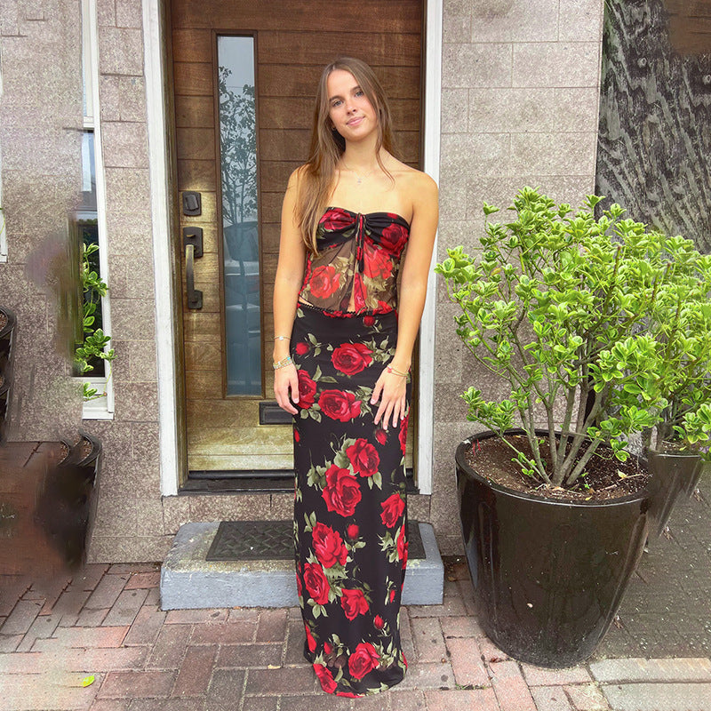 Kvinnors Omslagsklänning Blommig Spets Lätt Material 2