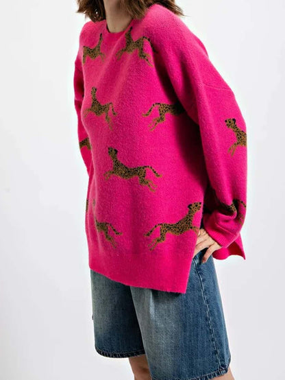 Kvinnors Tröja Leopardmönstrad Mjuk Akrylblandning 1