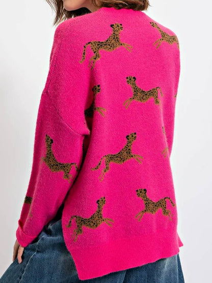 Kvinnors Tröja Leopardmönstrad Mjuk Akrylblandning 2
