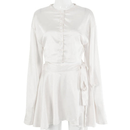 Kvinnors Tvådelad Outfit Asymmetrisk Lätt Polyester 7