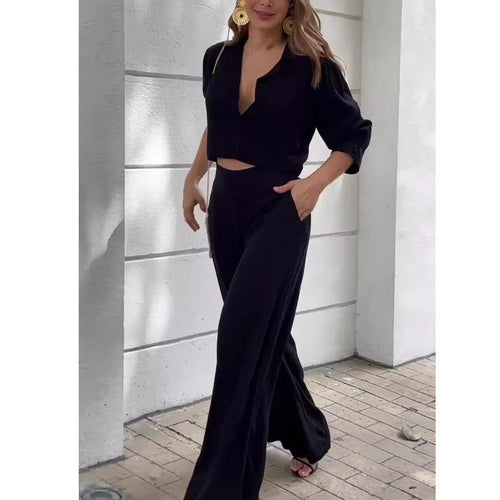 Kvinnors Tvådelad Sats Kort Blazer Vidskuren Byxor Polyester Spandex 0