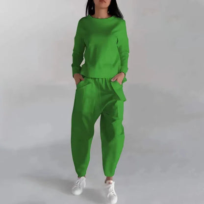 Kvinnors Tvådelad Träningsdräkt Hoodie Mjuk Material Slim Fit Joggingbyxor 6