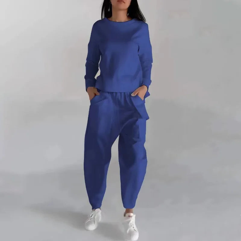 Kvinnors Tvådelad Träningsdräkt Hoodie Mjuk Material Slim Fit Joggingbyxor 7