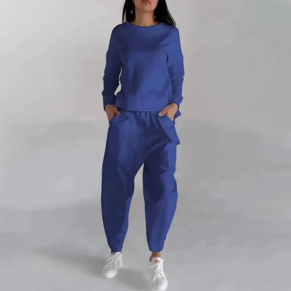 Kvinnors Tvådelad Träningsdräkt Hoodie Mjuk Material Slim Fit Joggingbyxor 7
