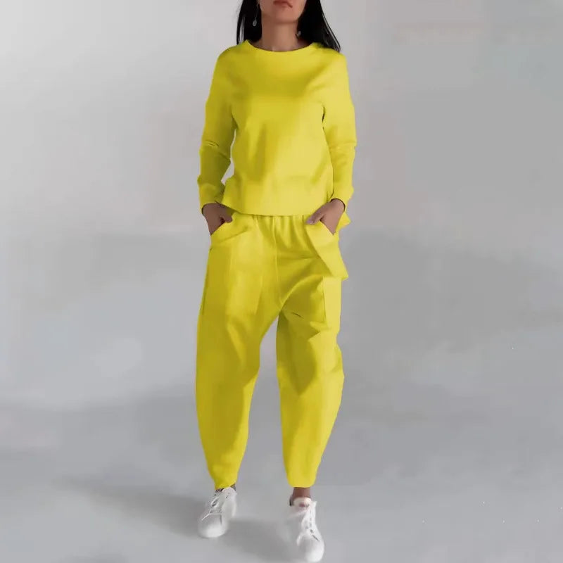 Kvinnors Tvådelad Träningsdräkt Hoodie Mjuk Material Slim Fit Joggingbyxor 8