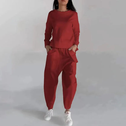 Kvinnors Tvådelad Träningsdräkt Hoodie Mjuk Material Slim Fit Joggingbyxor 9