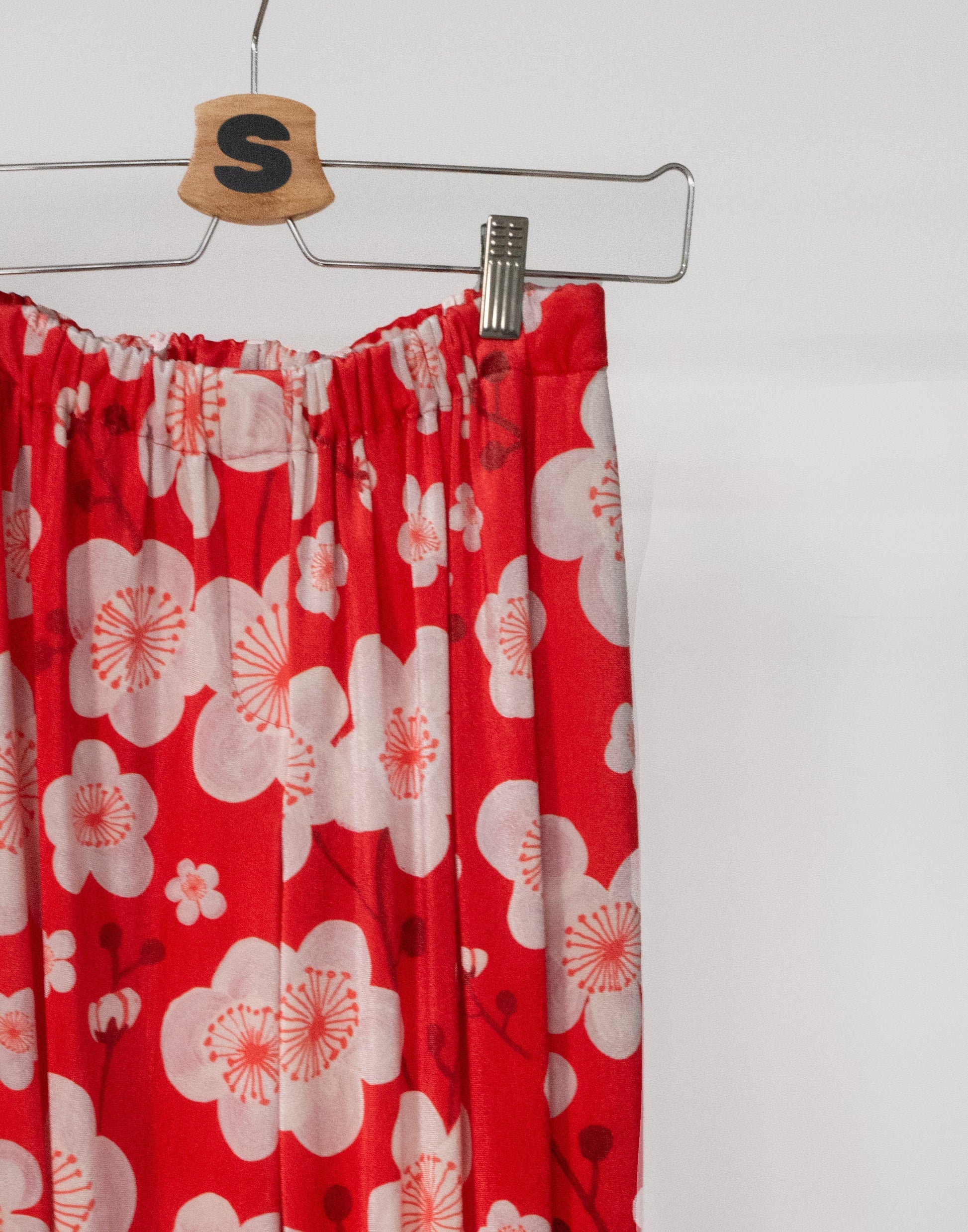 Dam Byxor med Resår i Midjan Sammet Mönstrade Snygga Byxor-4