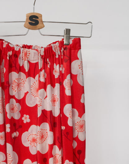 Dam Byxor med Resår i Midjan Sammet Mönstrade Snygga Byxor-4