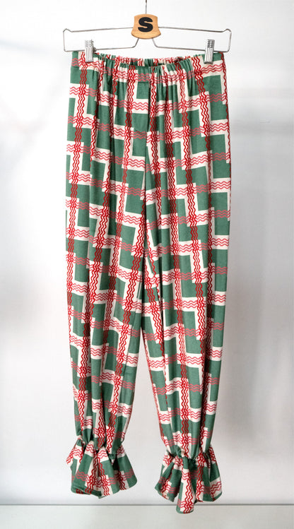 Dam Mjukisbyxor i Sammet med Elastisk Midja och Rufflar-3