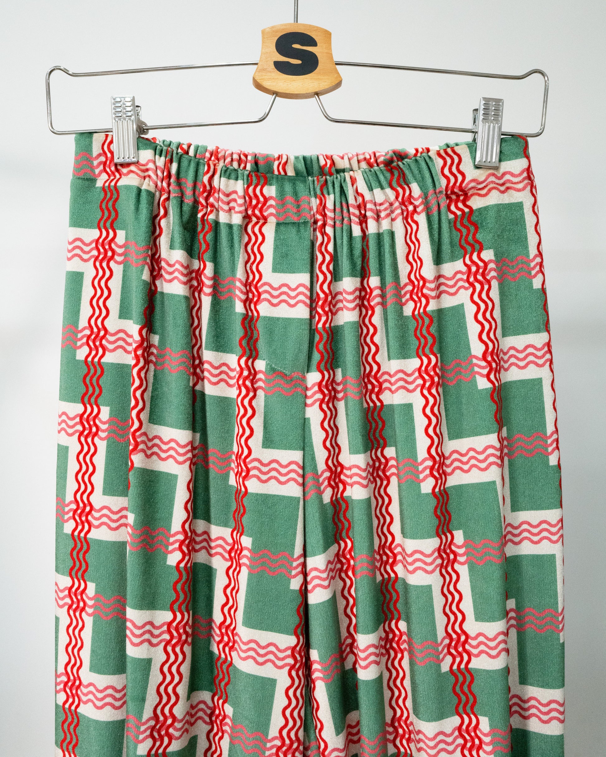 Dam Mjukisbyxor i Sammet med Elastisk Midja och Rufflar-1