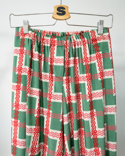 Dam Mjukisbyxor i Sammet med Elastisk Midja och Rufflar-1