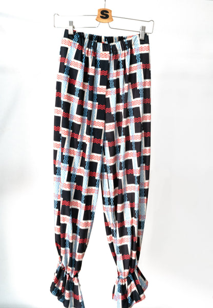 Dam Mjukisbyxor i Sammet med Elastisk Midja och Rufflar-3