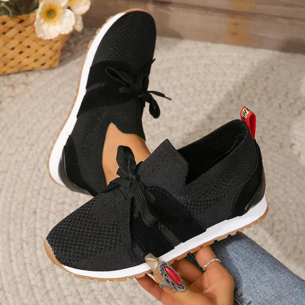 Kvinnors Sneakers Snörning Mesh Design-1