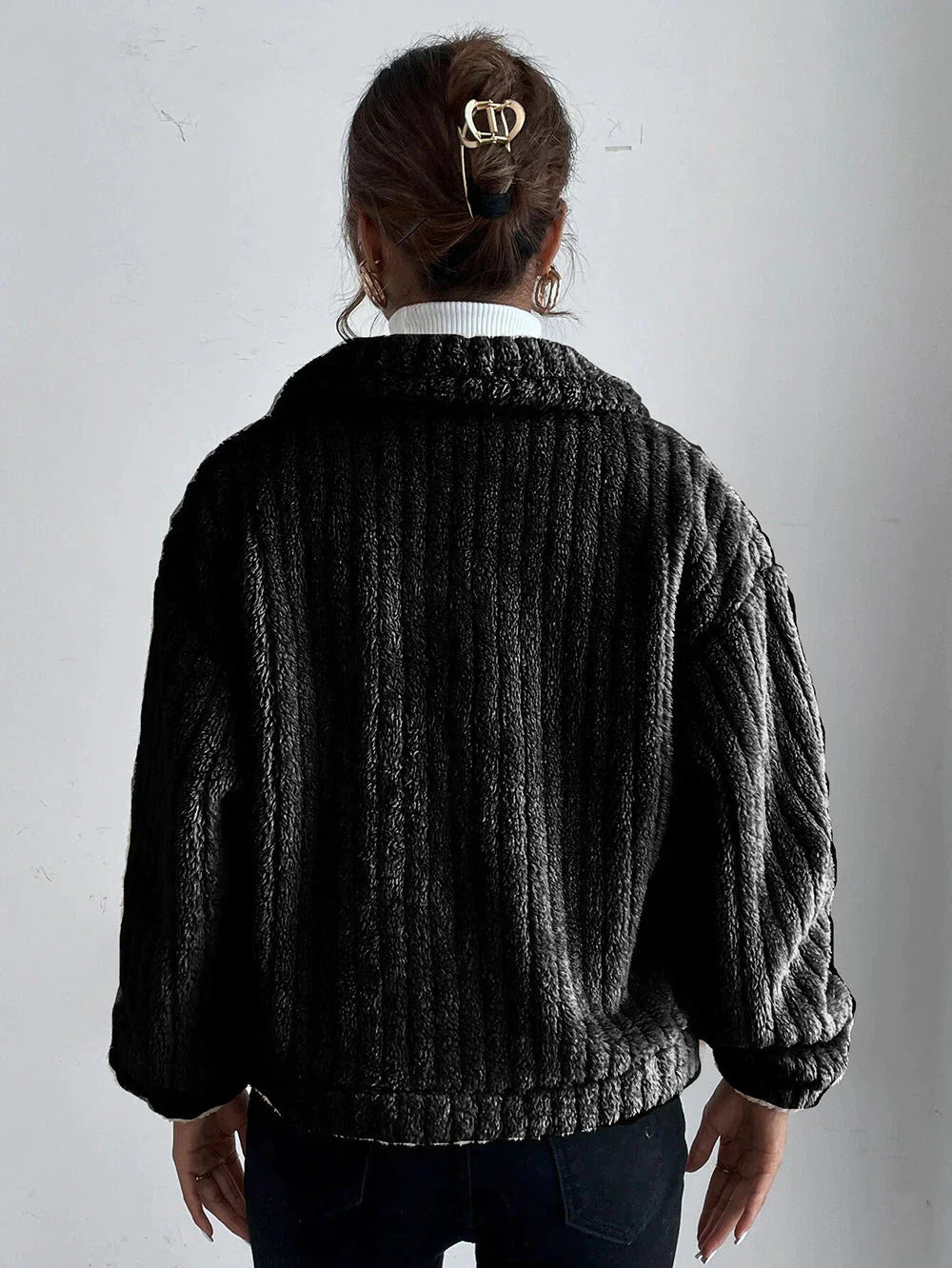 Damjacka Tjock Plysch Modern Design för Kalla Dagar-2