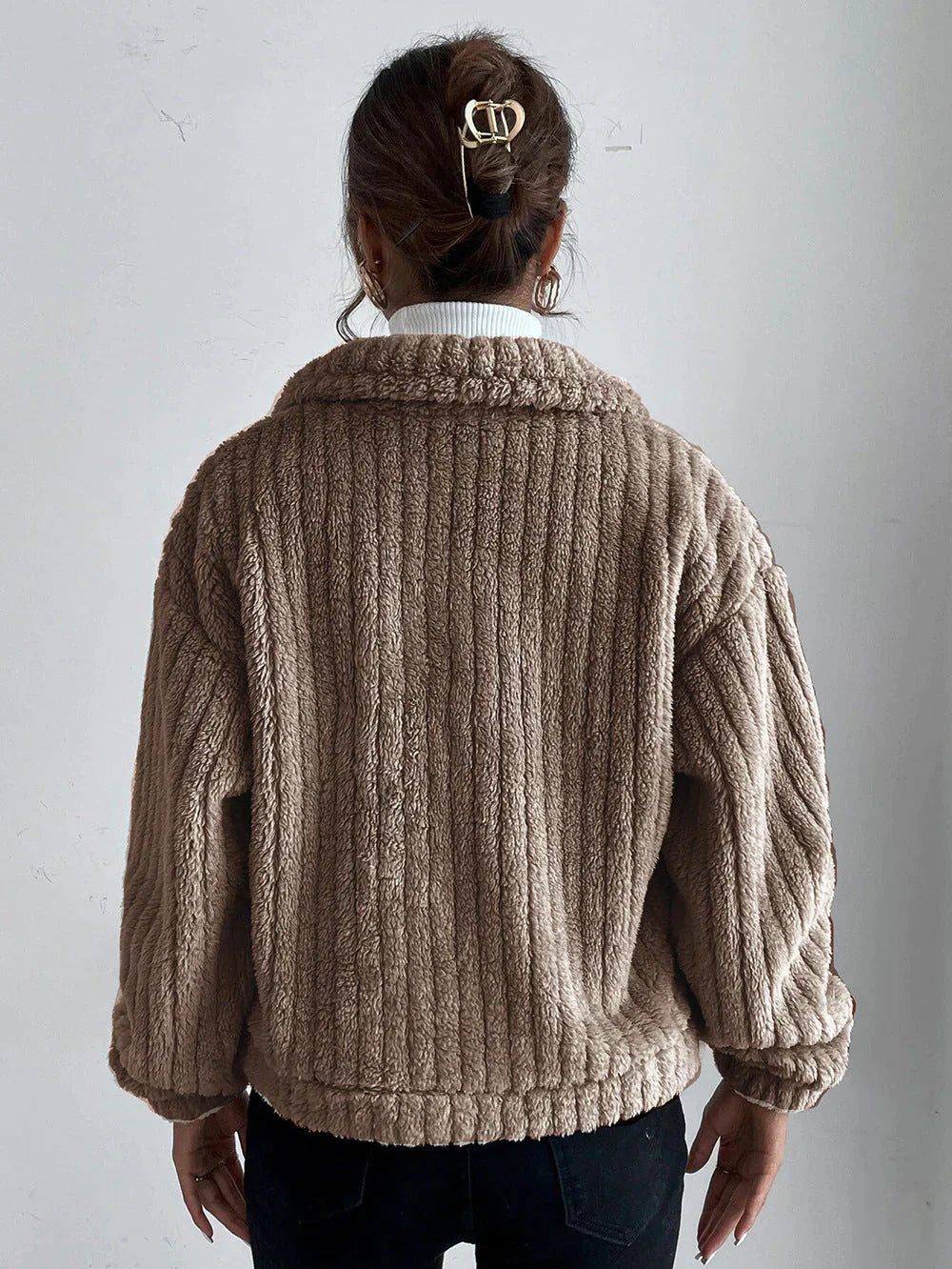 Damjacka Tjock Plysch Modern Design för Kalla Dagar-4