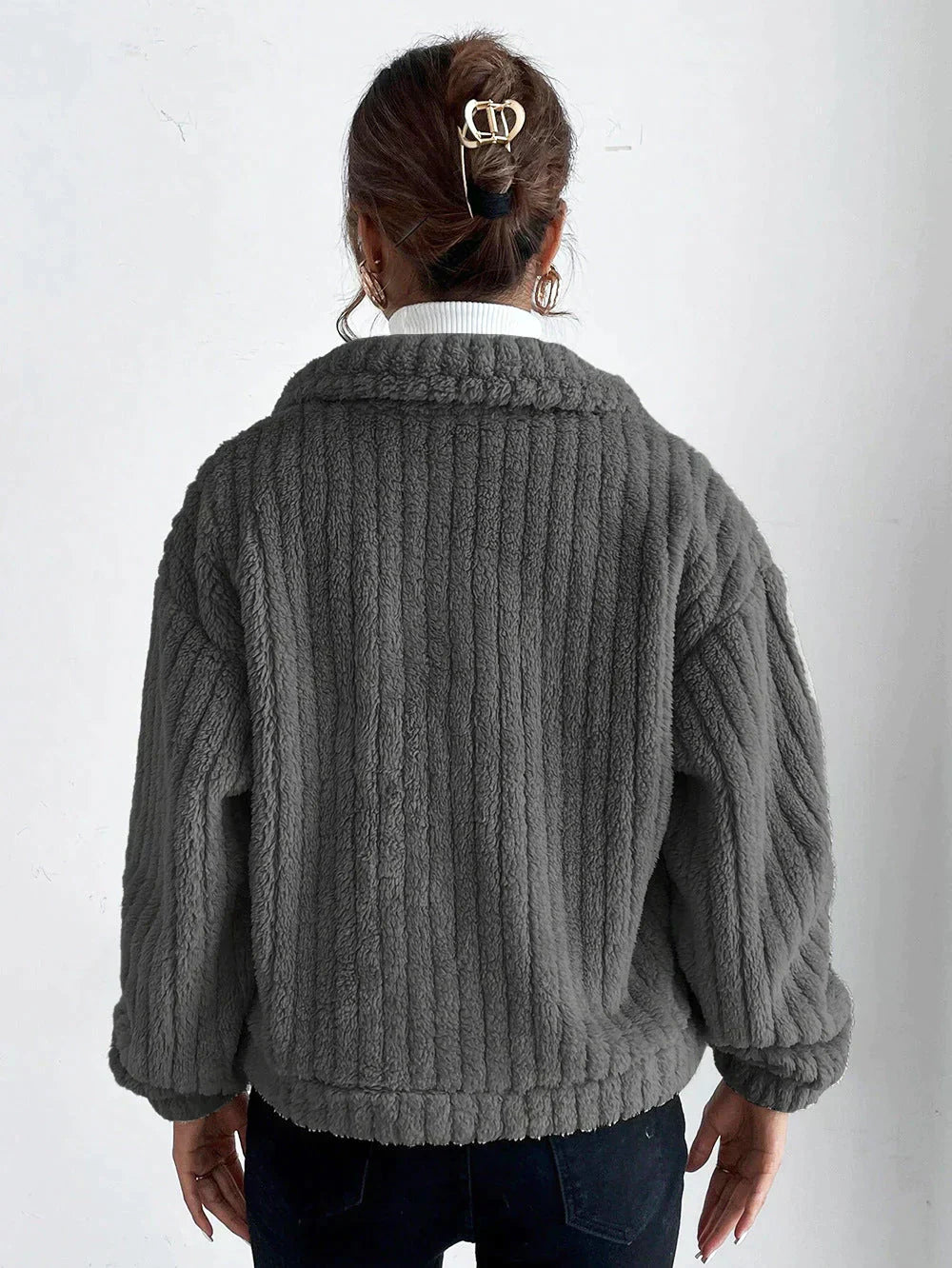 Kvinnor Tjock Plyschjacka Varm Mjuk-2