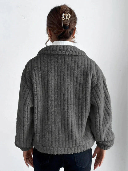 Kvinnor Tjock Plyschjacka Varm Mjuk-2