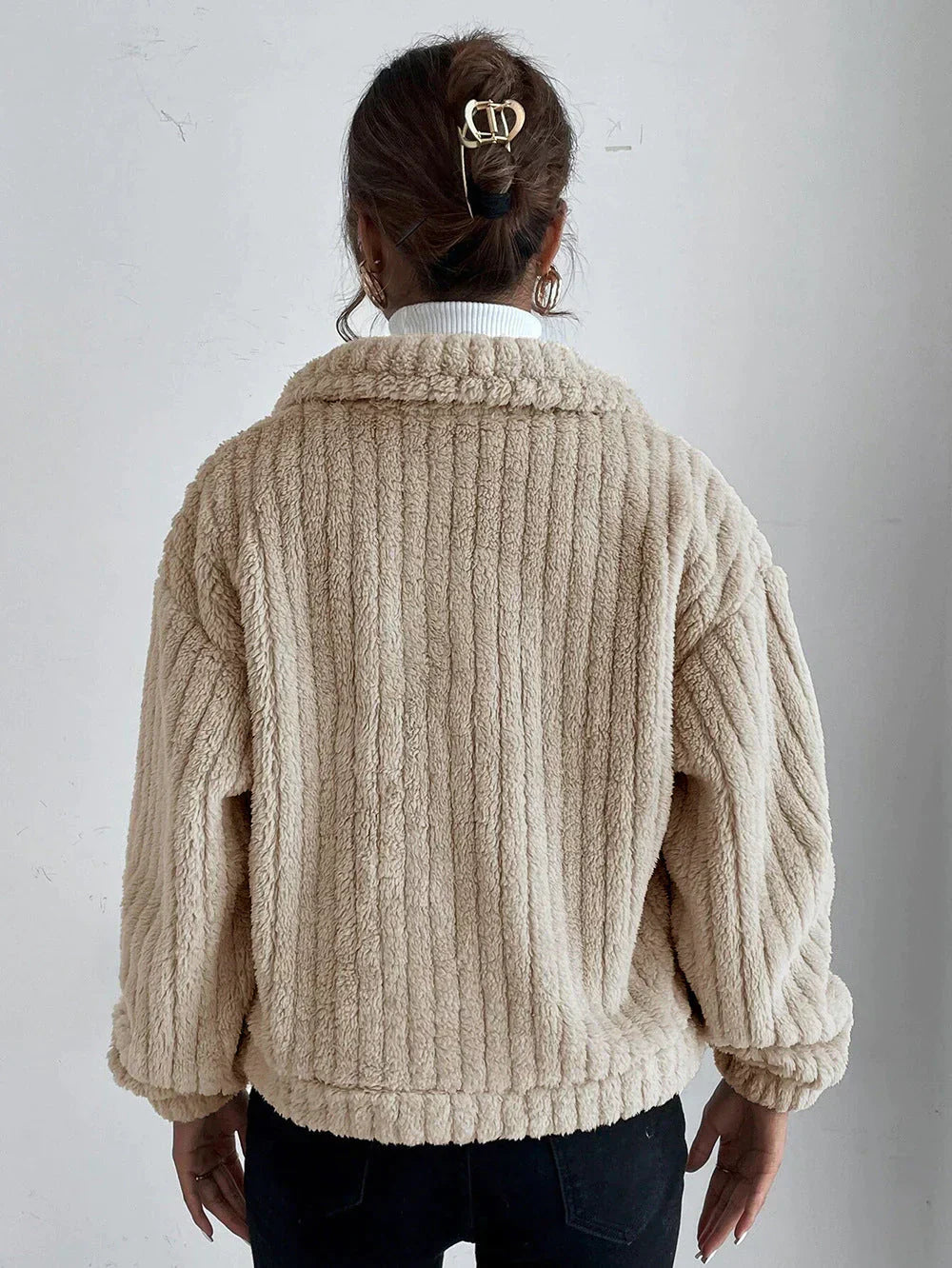 Damjacka Tjock Plysch Modern Design för Kalla Dagar-6