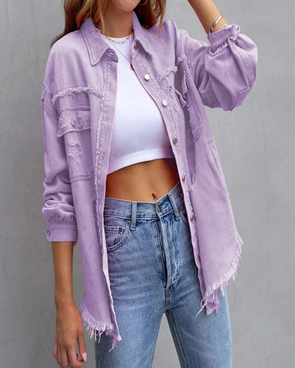 Dam Jeansjacka Avslappnad Hållbar Denim 10