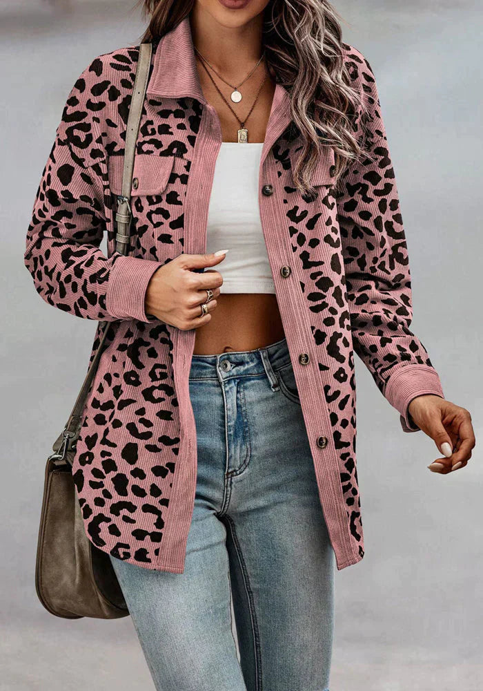 Variant image for Damjacka Kord Leopardmönster med Blazerkrage och Fickor-43