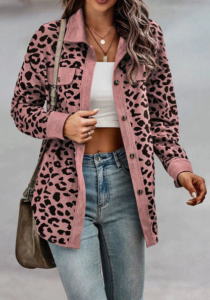 Variant image for Damjacka Kord Leopardmönster med Blazerkrage och Fickor-43