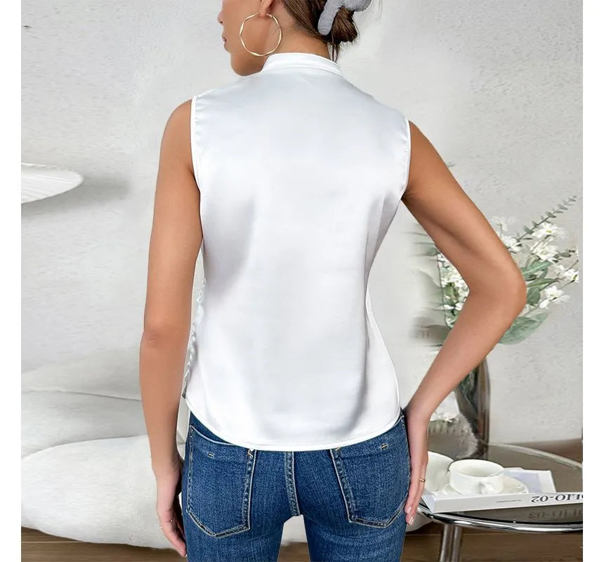 Ärmlös Topp Dam Klassisk Stil Lätt Polyester-2
