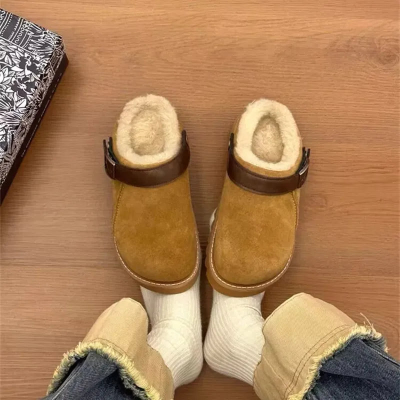 Dam Tofflor Fodrade Mocka Elegant Slip-On Med Pälsfoder-4
