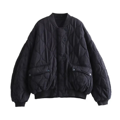 Dam Bomullsjacka Rund Hals Vintage Stil 8