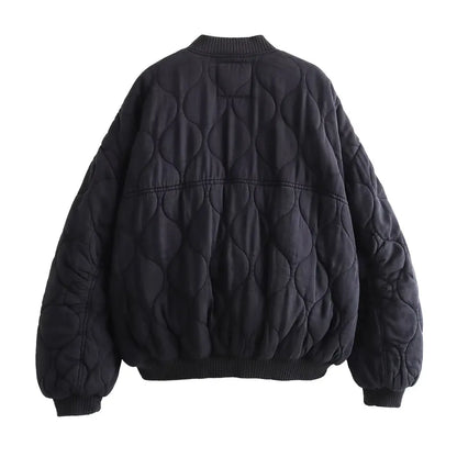 Dam Bomullsjacka Rund Hals Vintage Stil 5