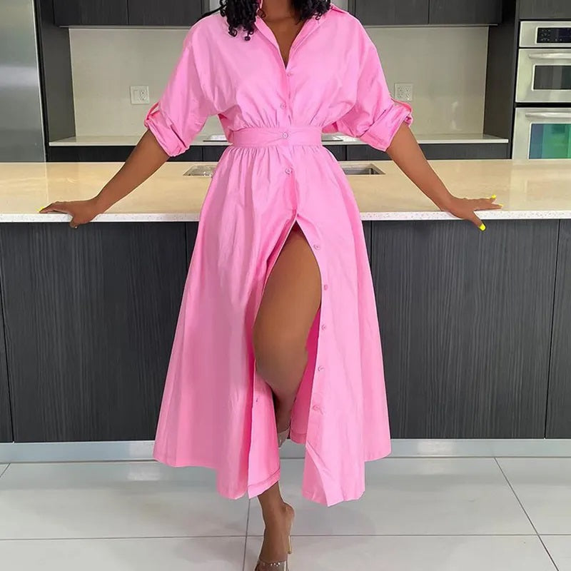 Dam Lös Sommarklänning med Slits i 100% Bomull 8