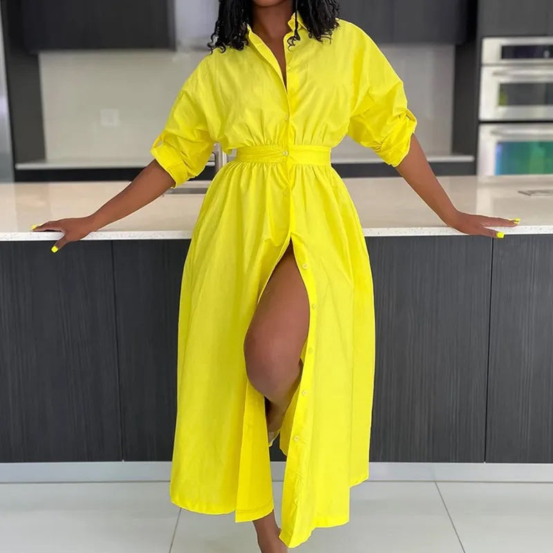 Dam Lös Sommarklänning med Slits i 100% Bomull 1