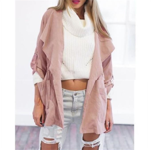 Lång Vinterrock Dam Casual Polyester Streetwear 0