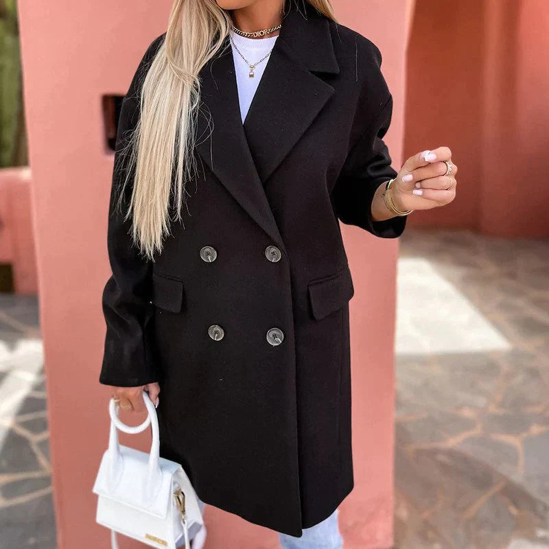 Lång Vinterrock Dam Elegant Med Kapuschong Högkvalitativt Tyg 4