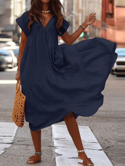 Variant image for Fina Dam Klänningar V-ringning Lätt Bomull Loose Fit-41