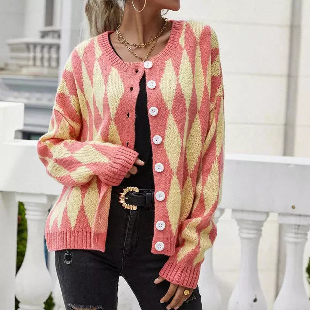 Variant image for Dam Lång Kofta Geometrisk Design i Bomull och Akryl-9