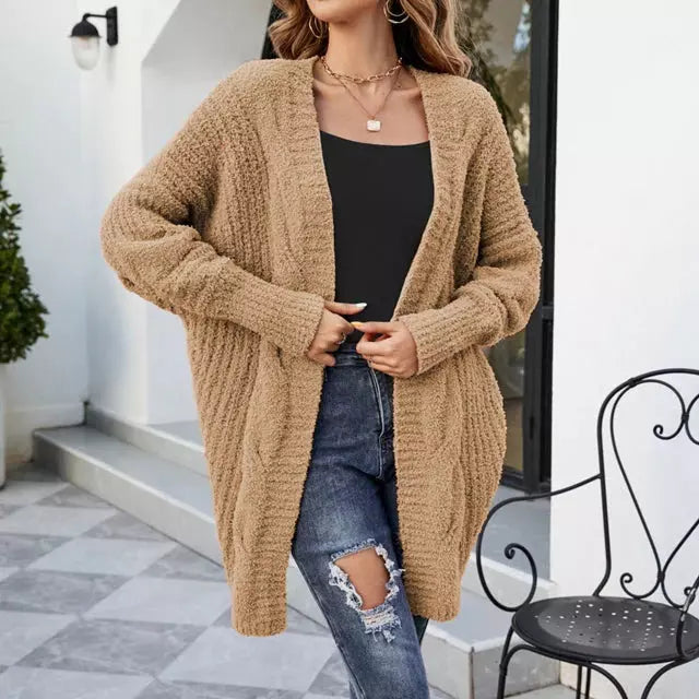 Variant image for Dam Lång Kofta Cardigan med Långa Ärmars Bomull och Polyester-5