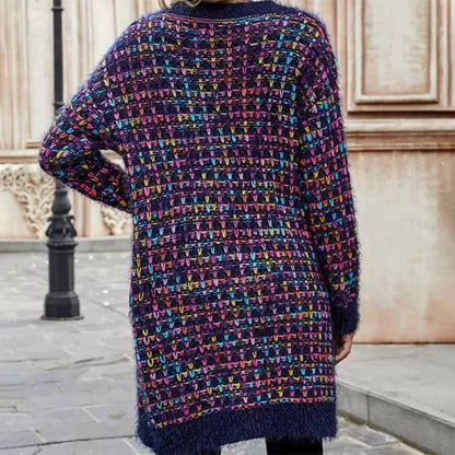 Lång Kofta Dam Färgglad Casual Bomull Akryl-4