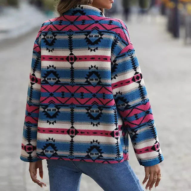 Dam Geometrisk Tryckrock Bomull Polyester-2